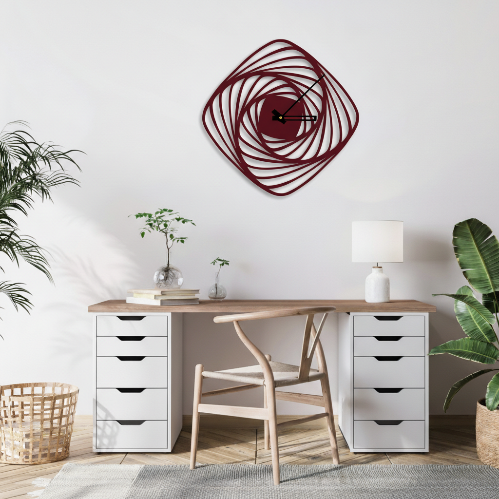 ساعة 20 حائط مودرين من الخشب بتصميم أنيق - الصورة 3