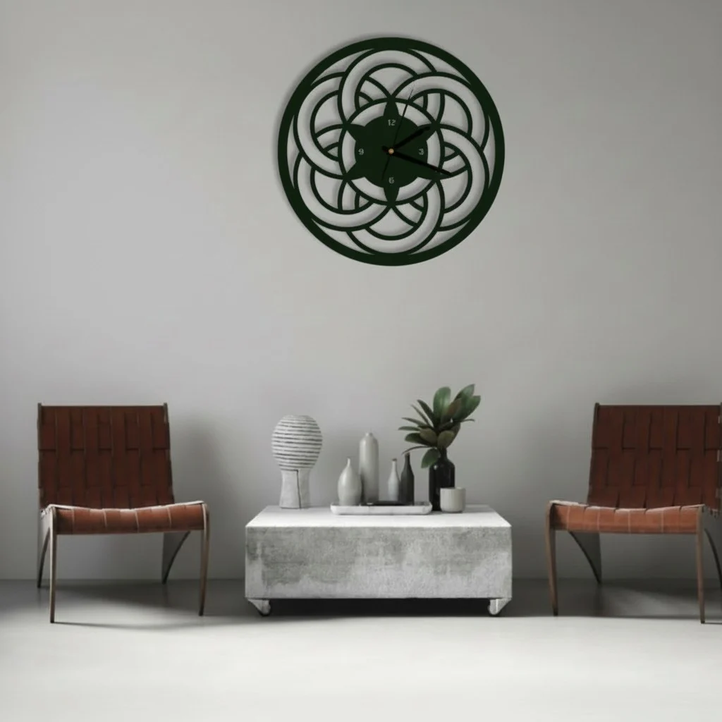 ساعة 19 حائط مودرين من الخشب بتصميم أنيق - الصورة 2