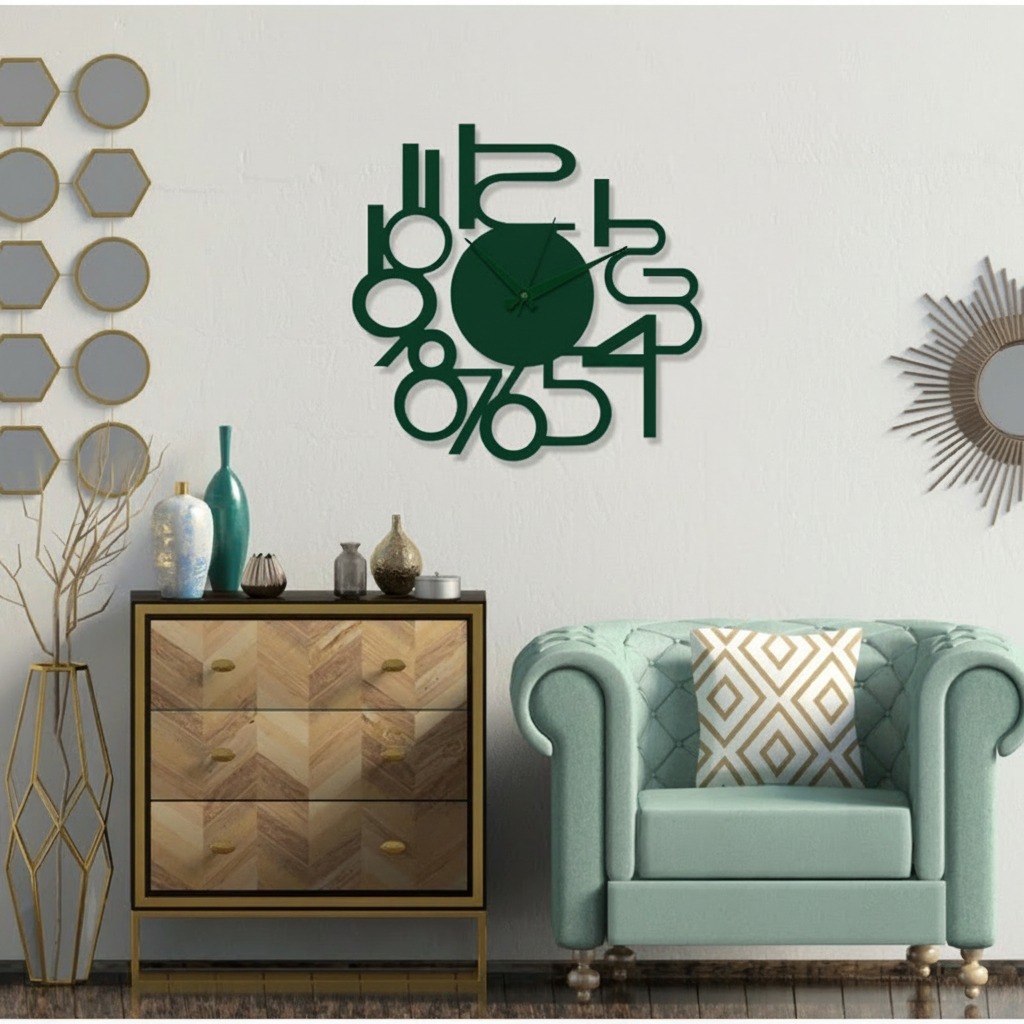 ساعة 03 حائط مودرين من الخشب بتصميم أنيق - الصورة 2
