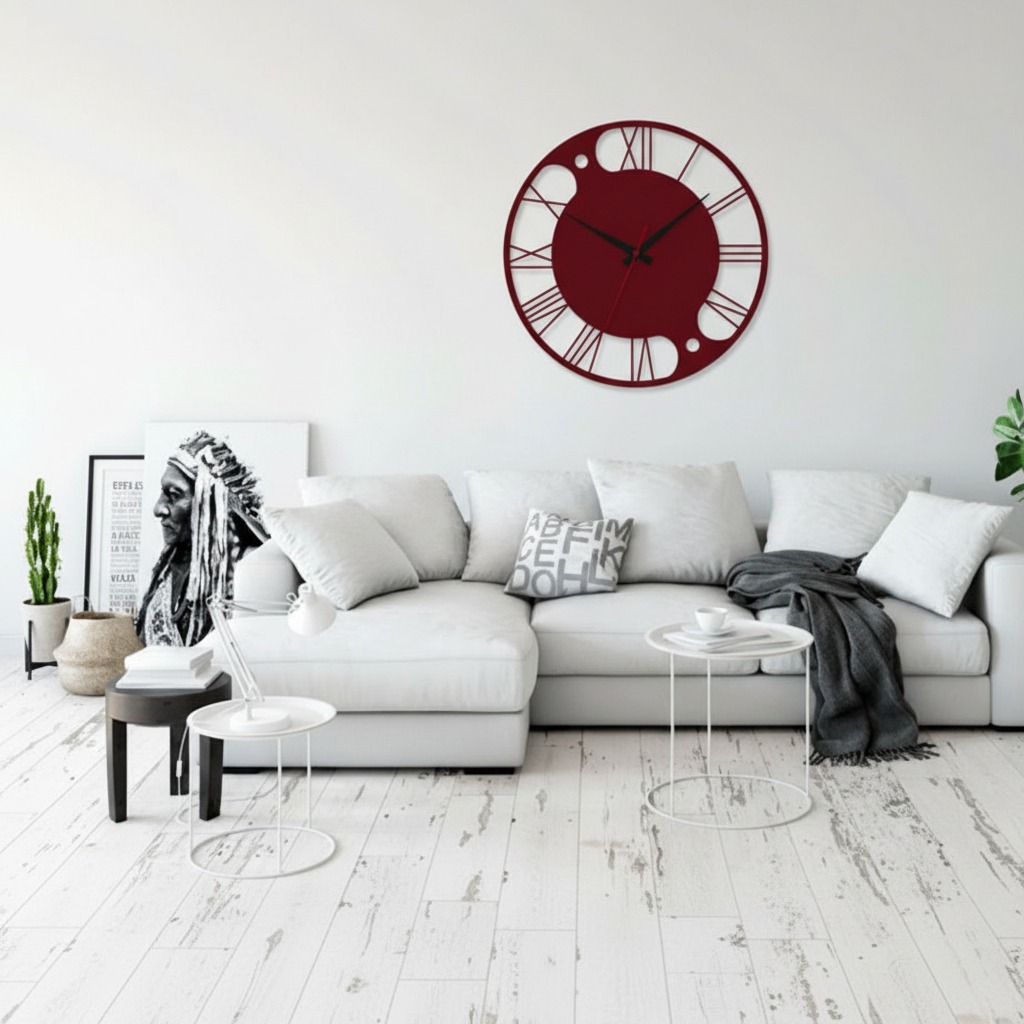 ساعة 15 حائط مودرين من الخشب بتصميم أنيق - الصورة 3