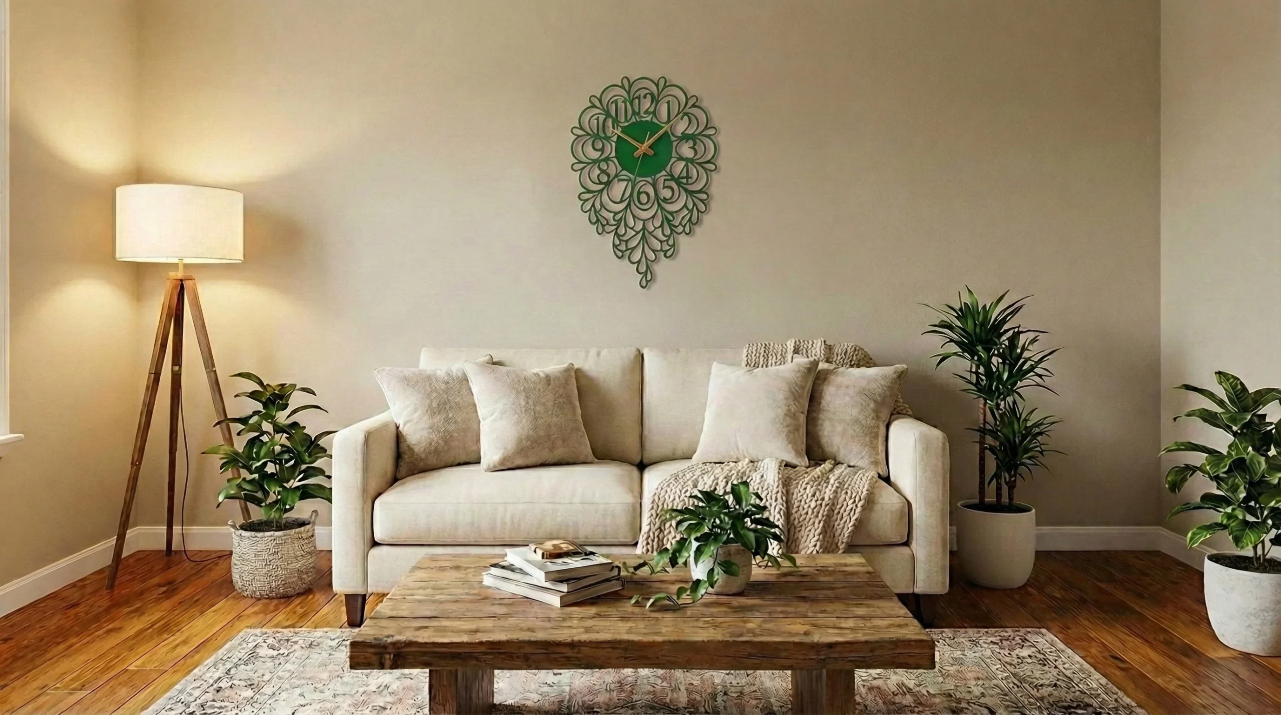 ساعة 44 حائط مودرين من الخشب بتصميم أنيق - الصورة 4