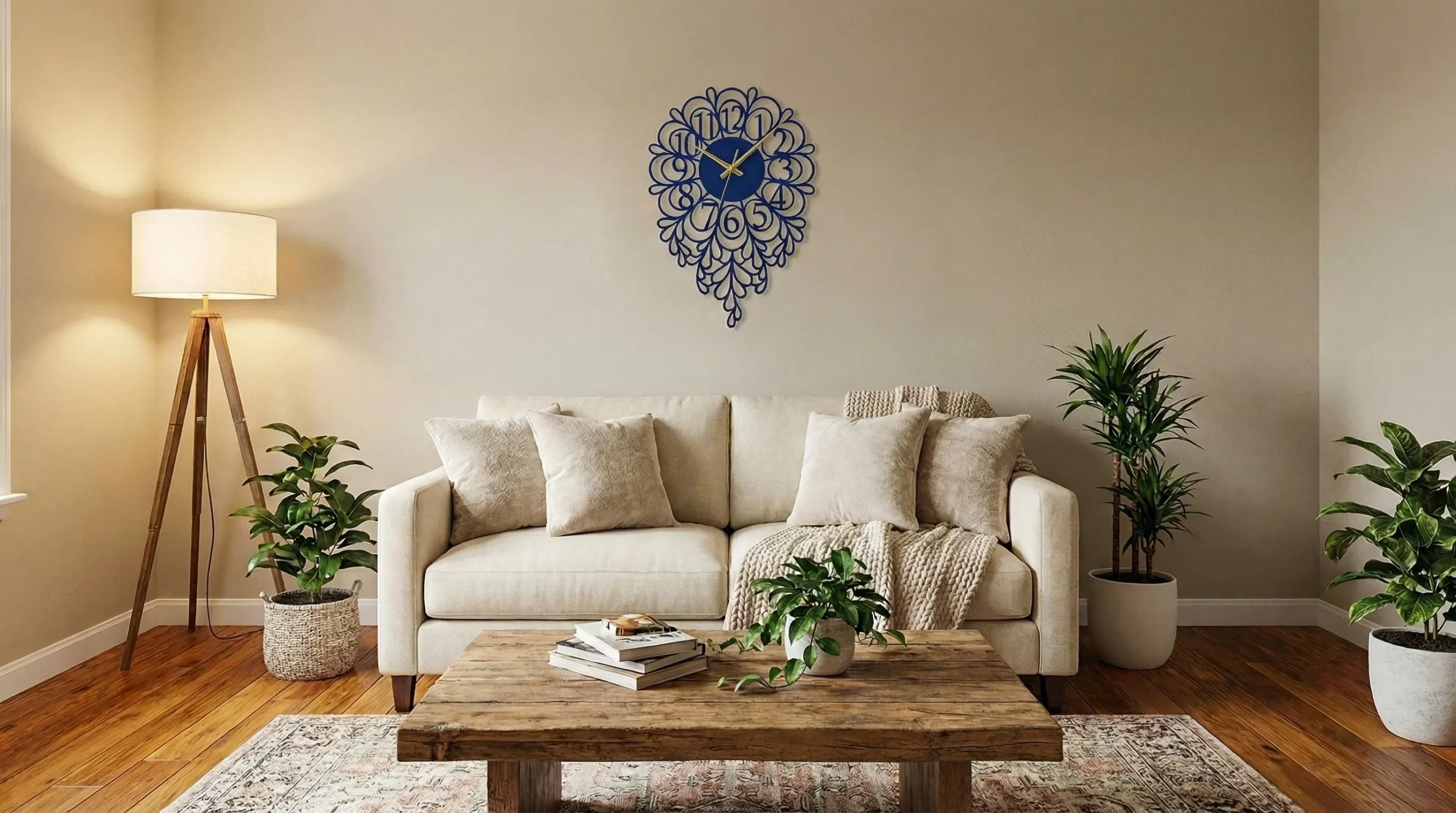 ساعة 44 حائط مودرين من الخشب بتصميم أنيق