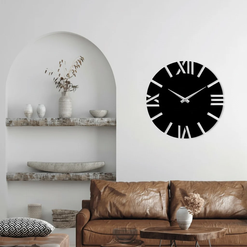 ساعة 20 حائط مودرين من الخشب بتصميم أنيق - الصورة 4