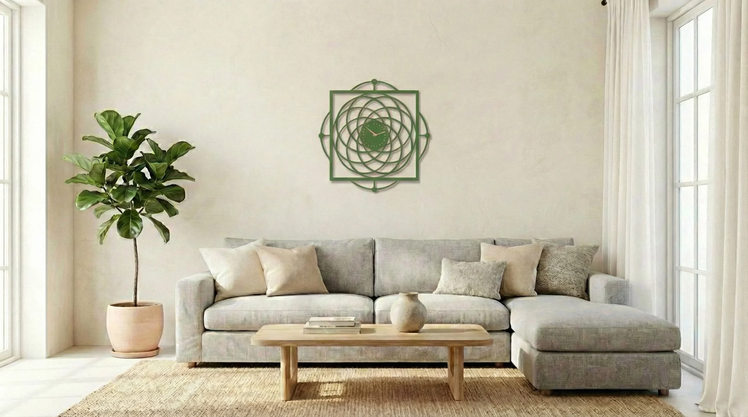 ساعة 49 حائط مودرين من الخشب بتصميم أنيق - الصورة 2