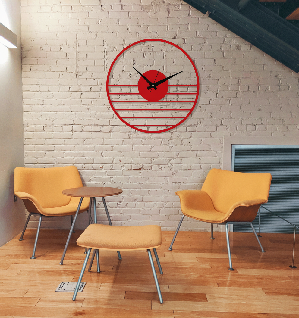 ساعة 42 حائط مودرين من الخشب بتصميم أنيق