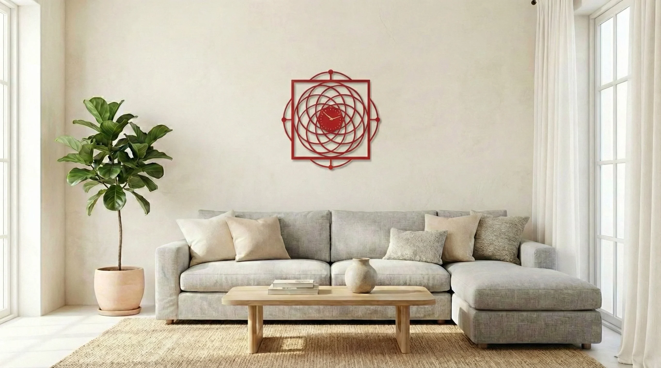 ساعة 49 حائط مودرين من الخشب بتصميم أنيق - الصورة 3