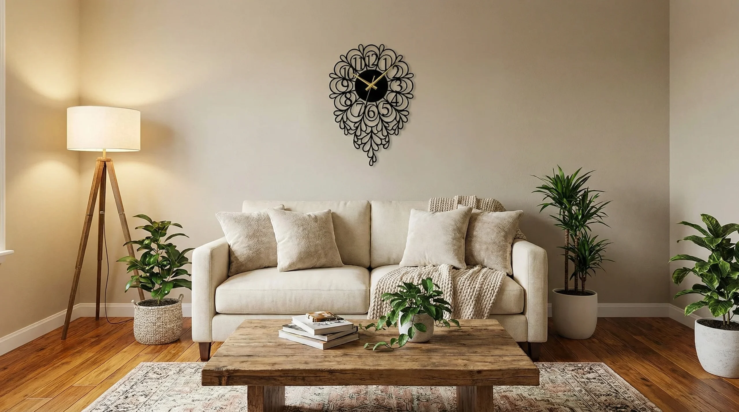 ساعة 44 حائط مودرين من الخشب بتصميم أنيق - الصورة 2