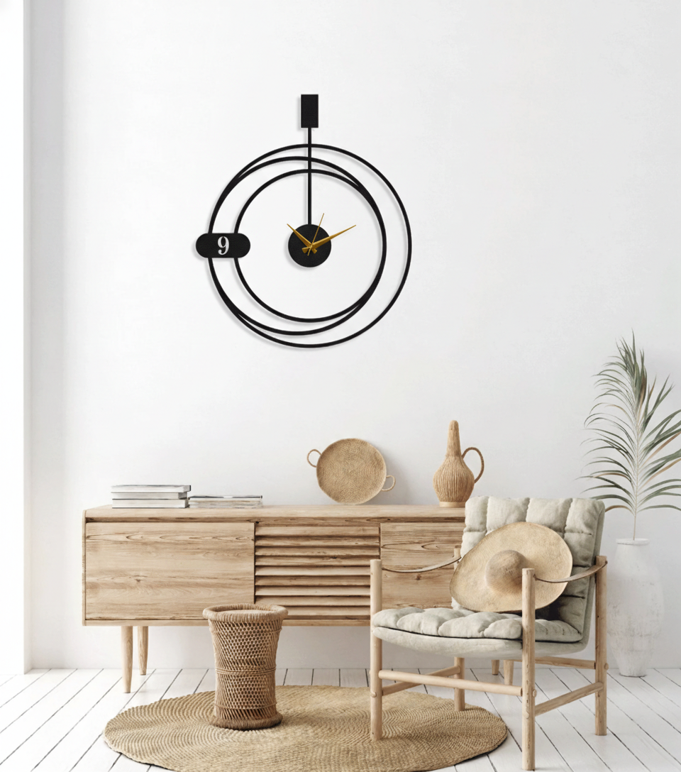 ساعة 43 حائط مودرين من الخشب بتصميم أنيق - الصورة 4