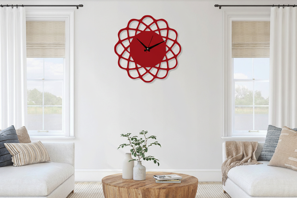 ساعة 35 حائط مودرين من الخشب بتصميم أنيق