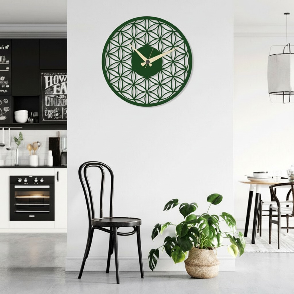 ساعة 10 حائط مودرين من الخشب بتصميم أنيق - الصورة 4