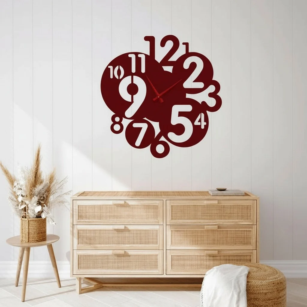 ساعة 16 حائط مودرين من الخشب بتصميم أنيق