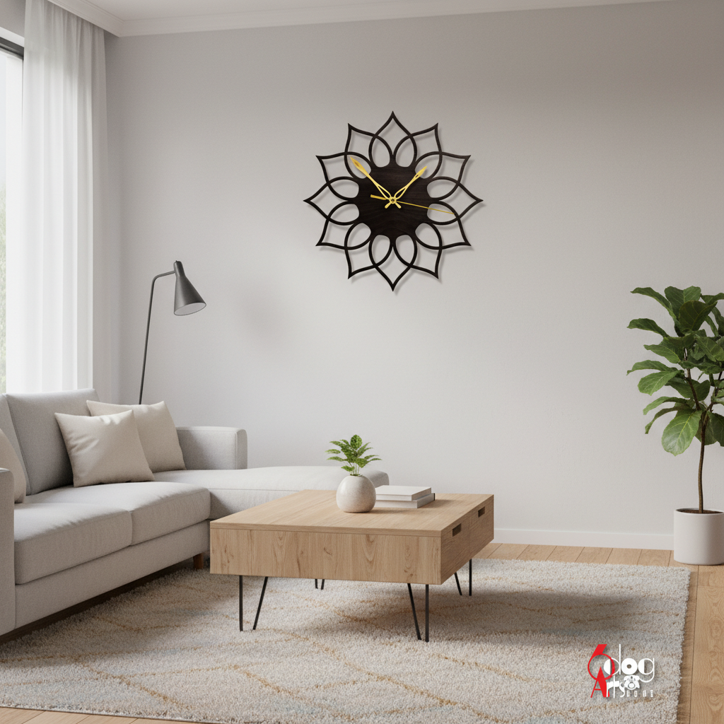 ساعة 38 حائط مودرين من الخشب بتصميم أنيق - الصورة 3