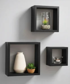 رفوف مربعة خشب 3 قطع مودرين من الخشب بتصميم أنيق