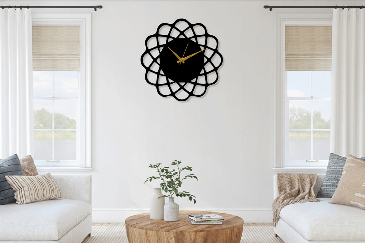 ساعة 35 حائط مودرين من الخشب بتصميم أنيق - الصورة 4