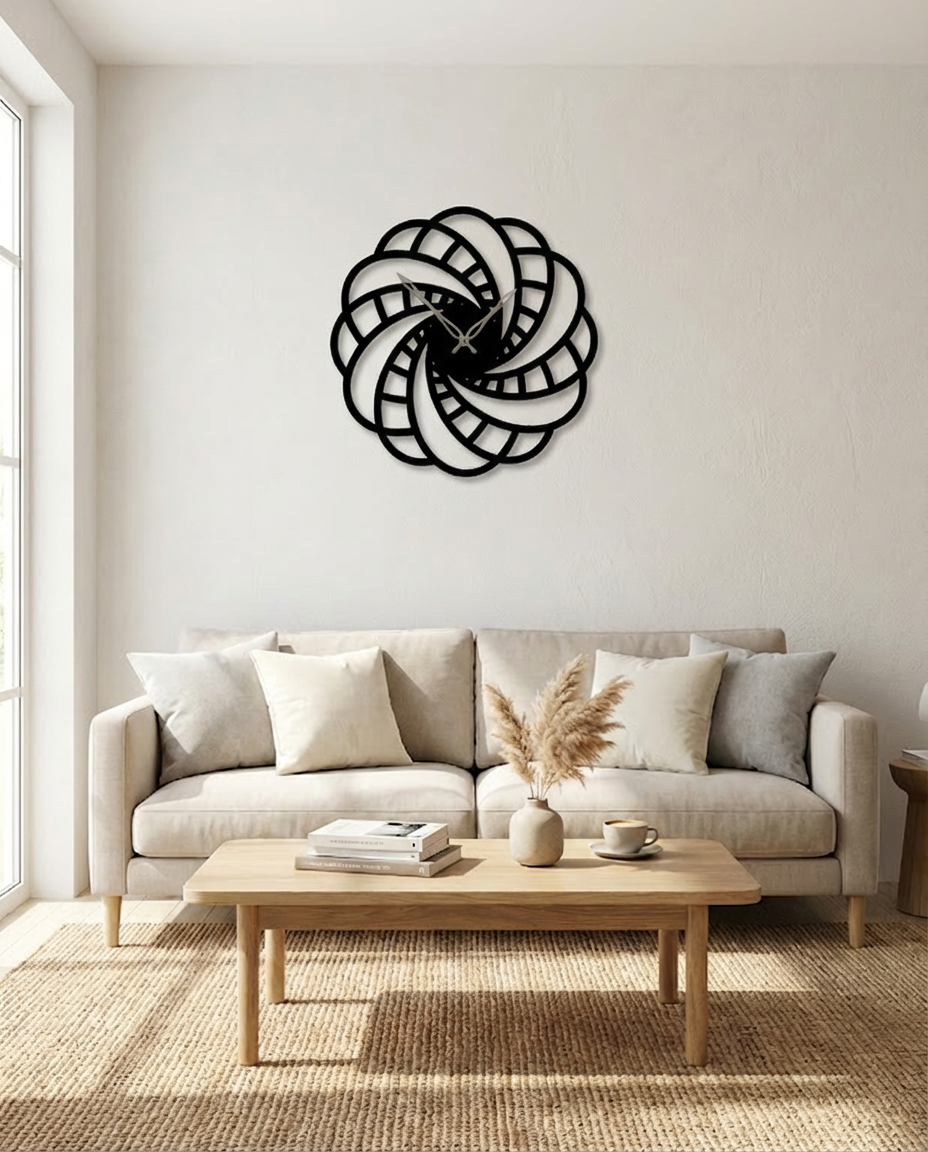 ساعة 47 حائط مودرين من الخشب بتصميم أنيق - الصورة 2