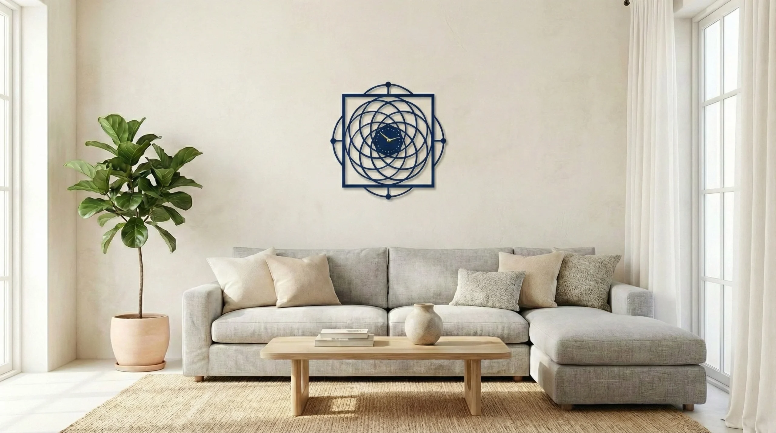 ساعة 49 حائط مودرين من الخشب بتصميم أنيق