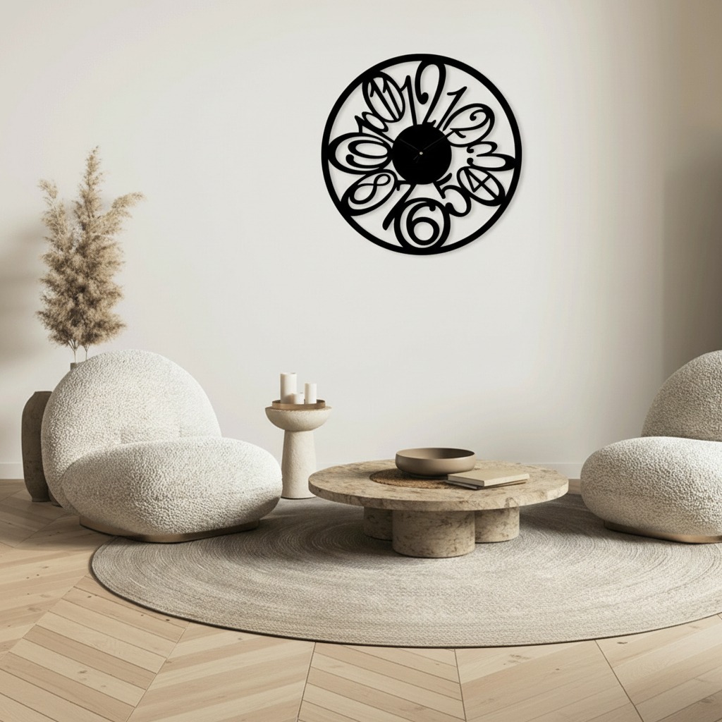 ساعة 22 حائط مودرين من الخشب بتصميم أنيق