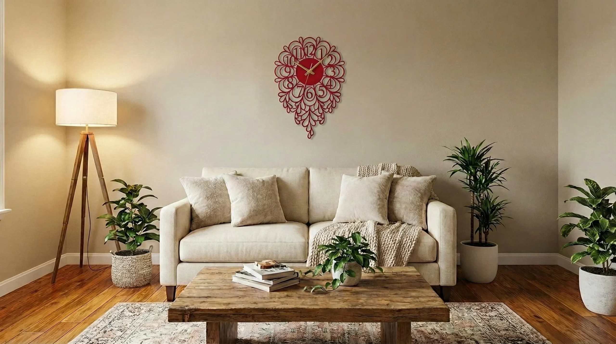 ساعة 44 حائط مودرين من الخشب بتصميم أنيق - الصورة 3