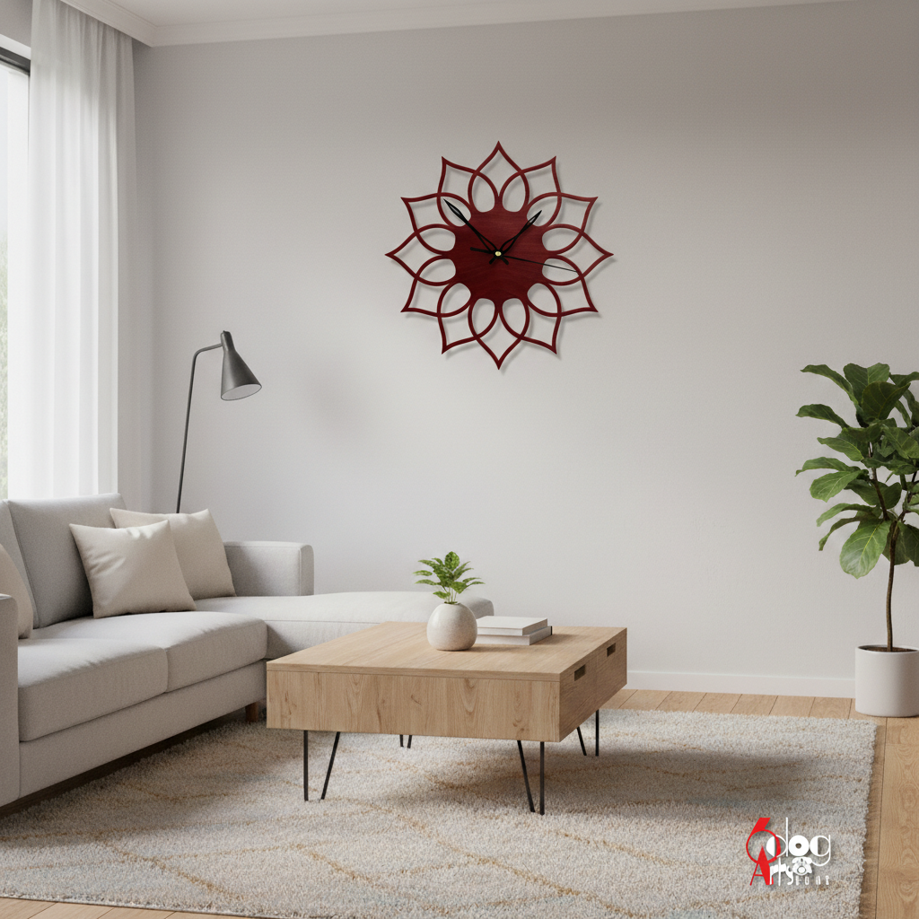 ساعة 38 حائط مودرين من الخشب بتصميم أنيق - الصورة 4