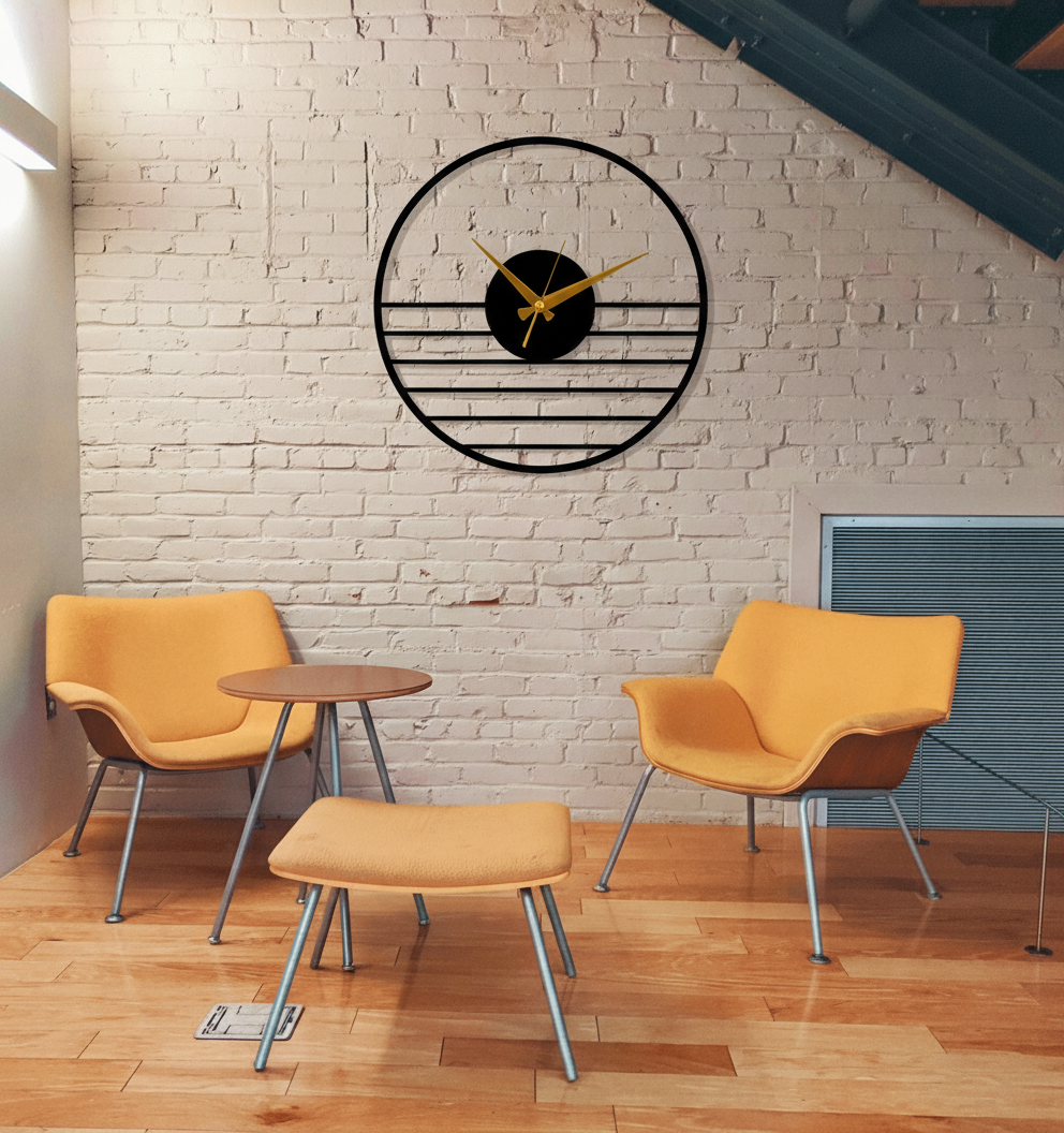 ساعة 42 حائط مودرين من الخشب بتصميم أنيق - الصورة 4